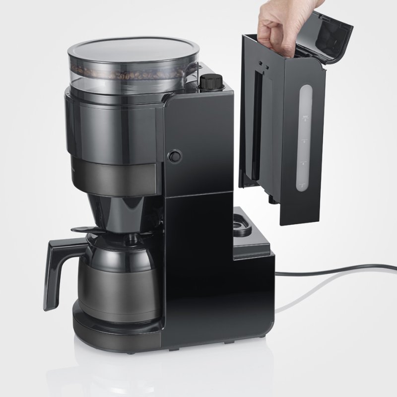 SEVERIN coffee maker with grinder KA 4831, black, thermal jug, 8 cups, timer